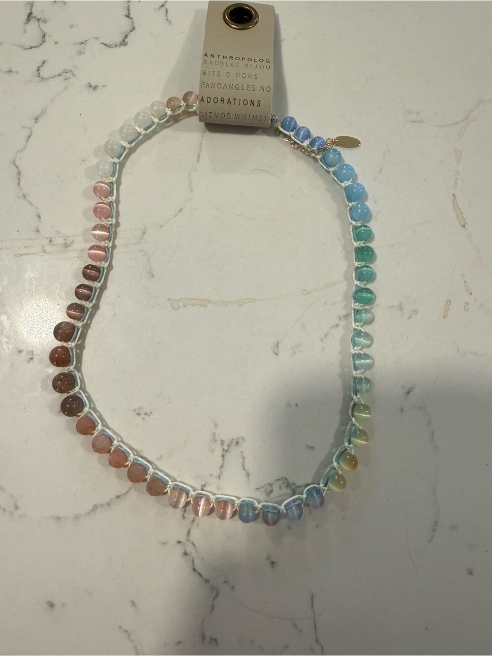 Anthropologie Pastel Rainbow Beaded Choker Necklace